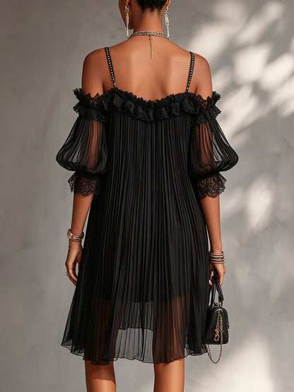 Lorena | Black chiffon mini-dress