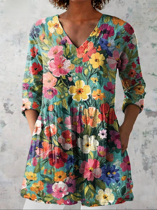 Olivia | Long Blouse with V-Neck