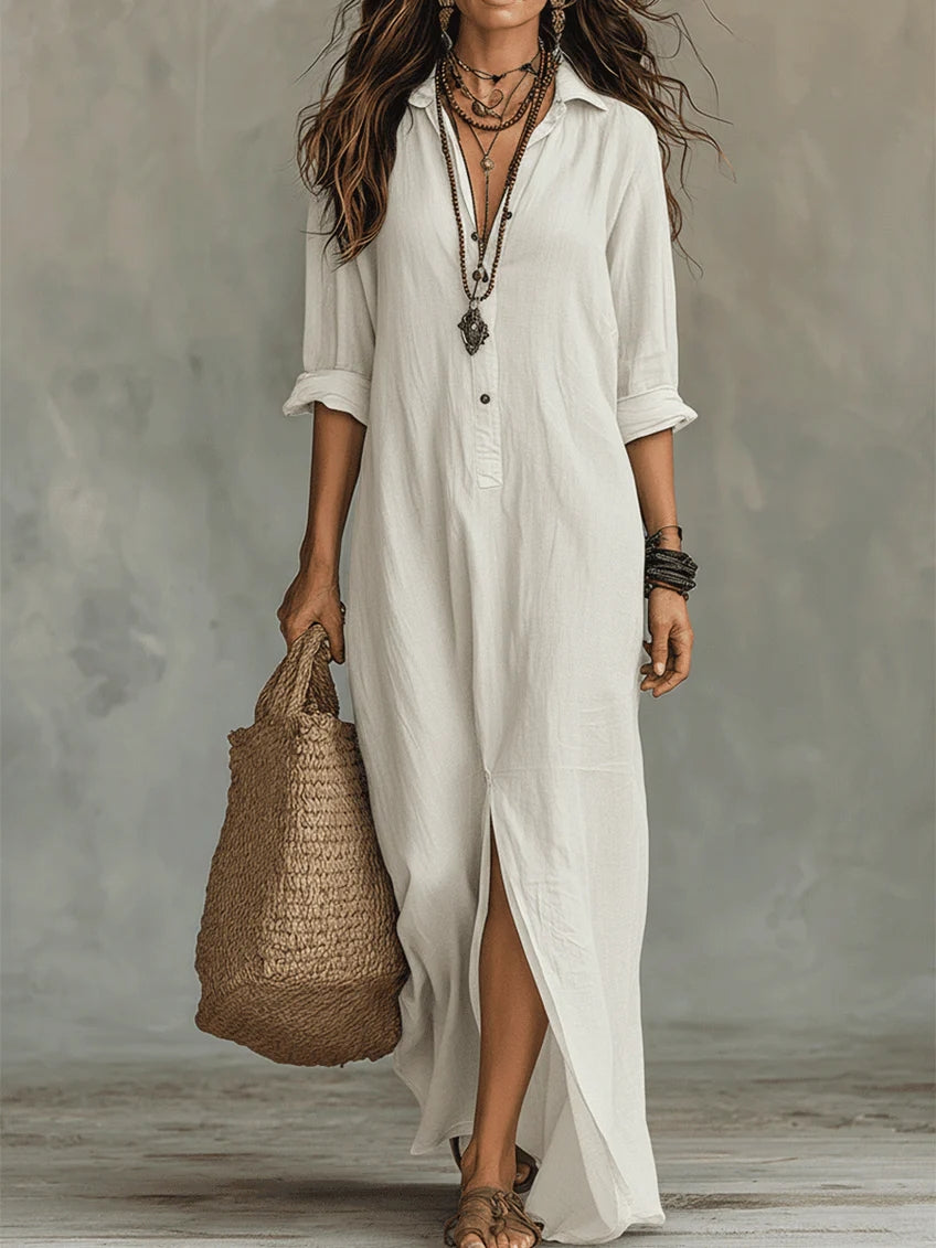 Vittoria™ | Black Long Maxi Dress with Buttons