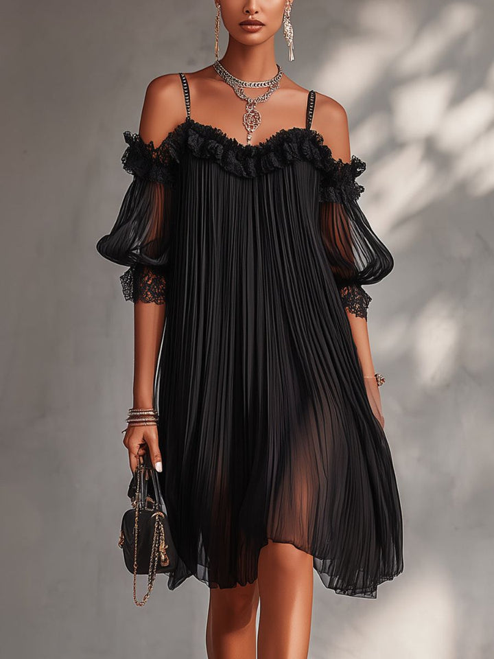 Lorena | Black chiffon mini-dress